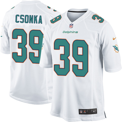 Men's Game Larry Csonka Nike Jersey White Road - #39 NFL Miami Dolphins